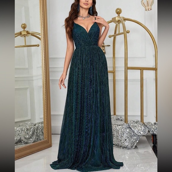 mermaid glitter cami dress Faeriesty Ruched Front Slit Mermaid Sequin Cami Party Dress